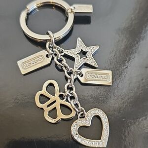 Coach NWOT Silver Keychain with Heart, Star, and Butterfly Charms